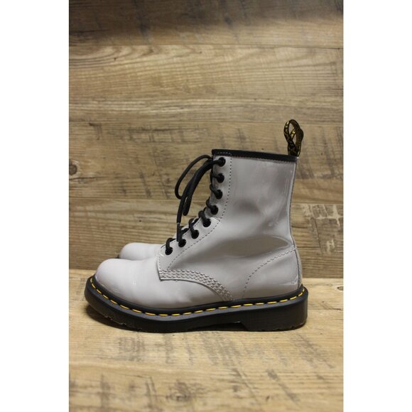 Dr. Martens‎ women's 1460 8-eye gray patent leather lamper boots 6 - Picture 2 of 16